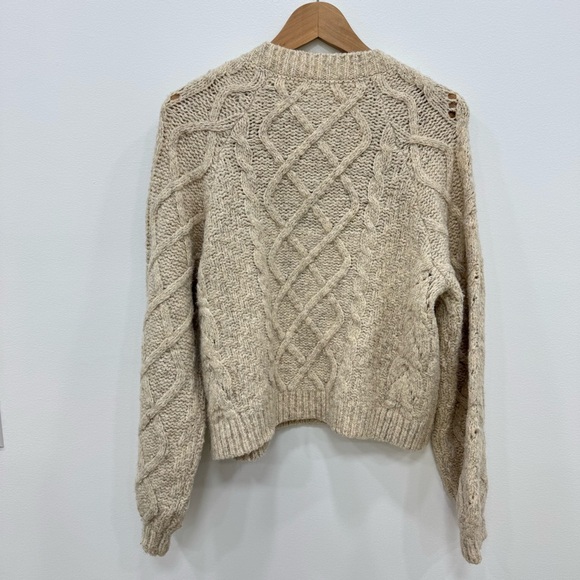 Lucky Brand Cozy Cable Knit Button Front Cardigan Cream size Medium cottage core - Picture 3 of 8